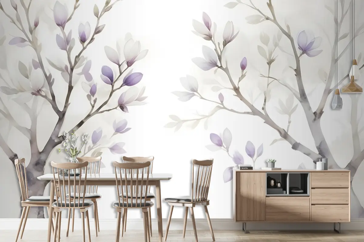 Suluboya Manolya Çiçek Duvar Kağıdı 