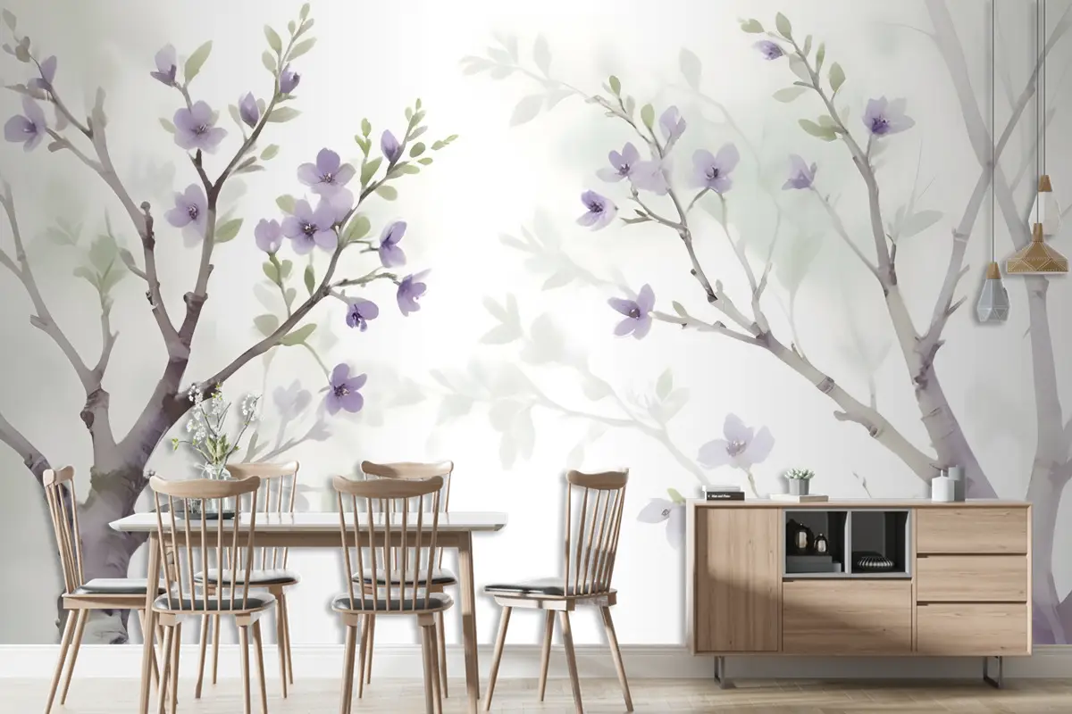 Suluboya Manolya Çiçek Duvar Kağıdı 