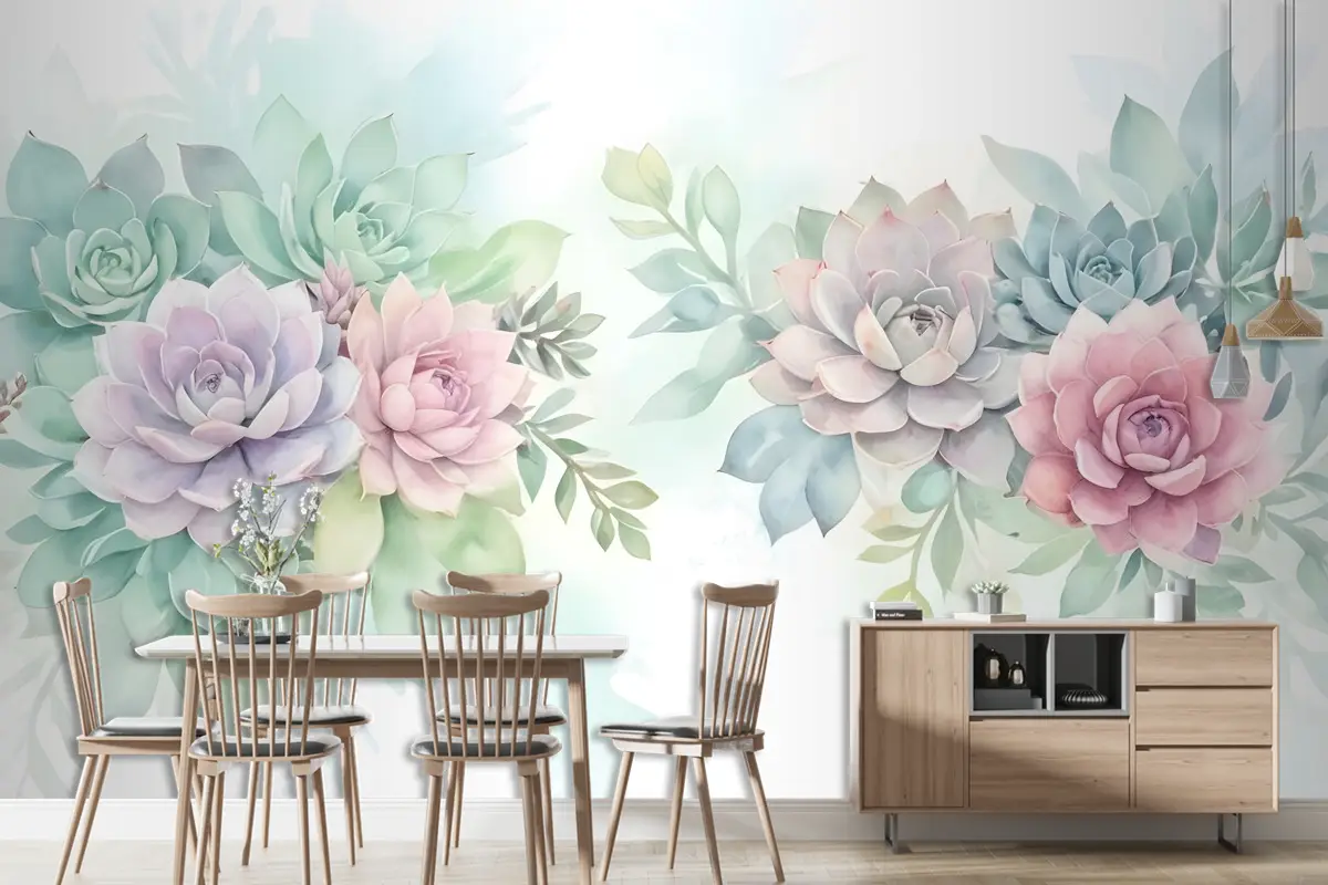 Suluboya Yumuşak Çiçek Duvar Kağıdı 