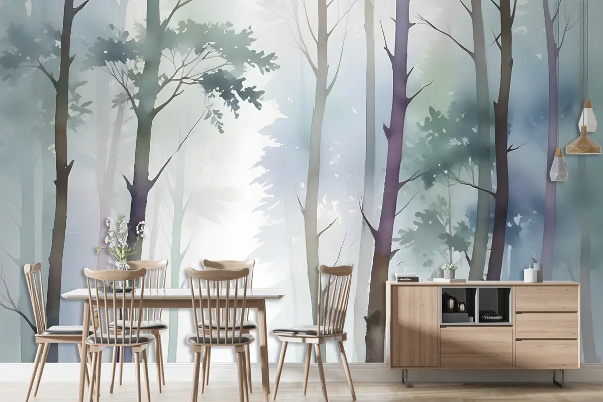 Suluboya Ağaçları Duvar Kağıdı