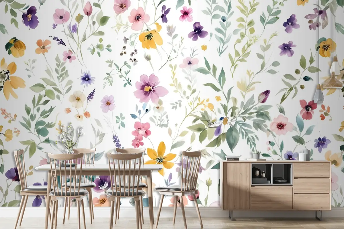 Suluboya Kır Çiçeği Duvar Kağıdı 
