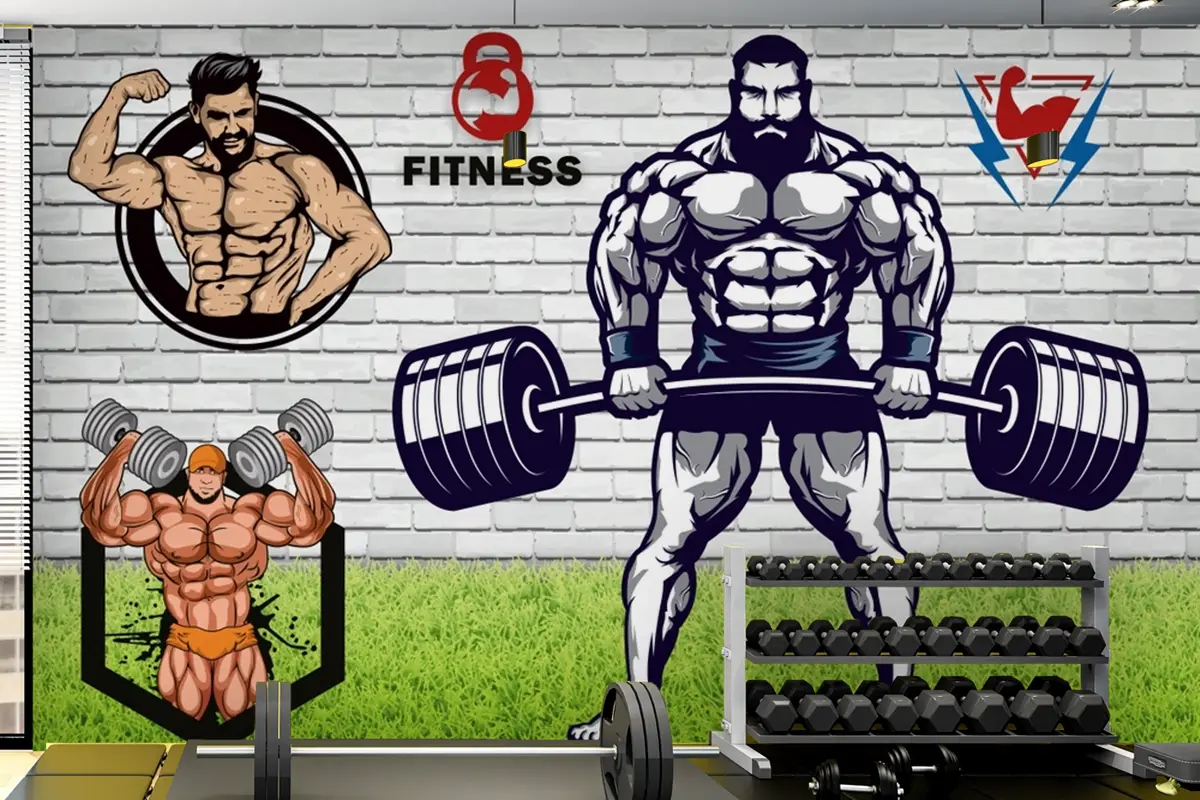 Yeşil Çim Halter Gym Fitness Duvar Kağıdı