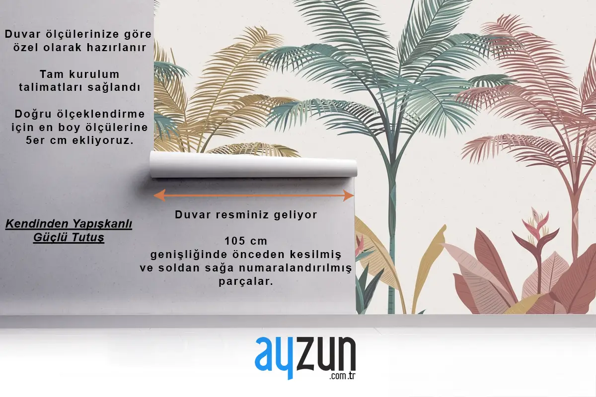 Tropikal Tasarım Yatak Odası Duvar Kağıdı