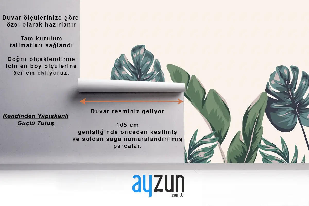 Tropikal Yeşillik Yatak Odası Duvar Kağıdı