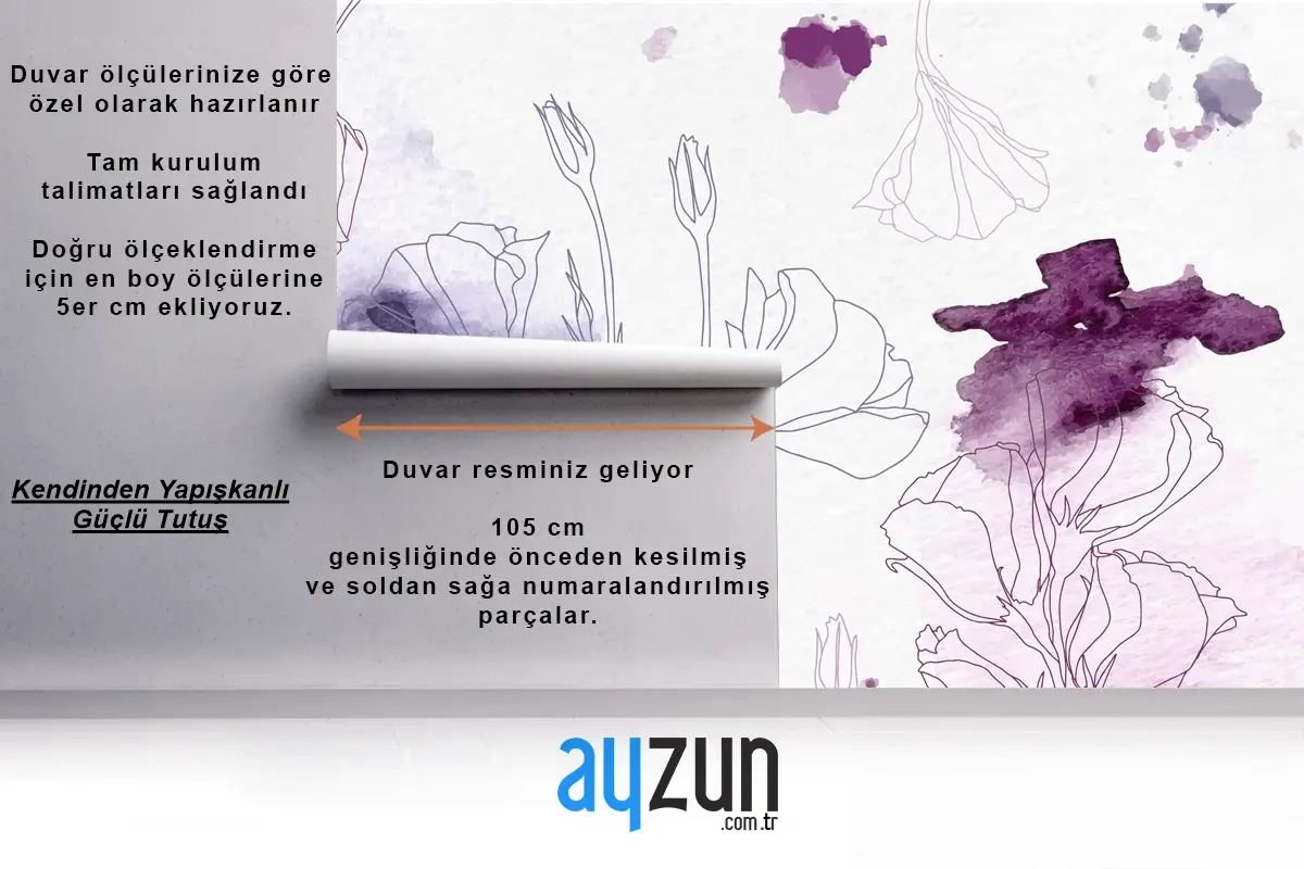 Suluboya Çiçek Arka Plan Yemek Odası Duvar Kağıdı