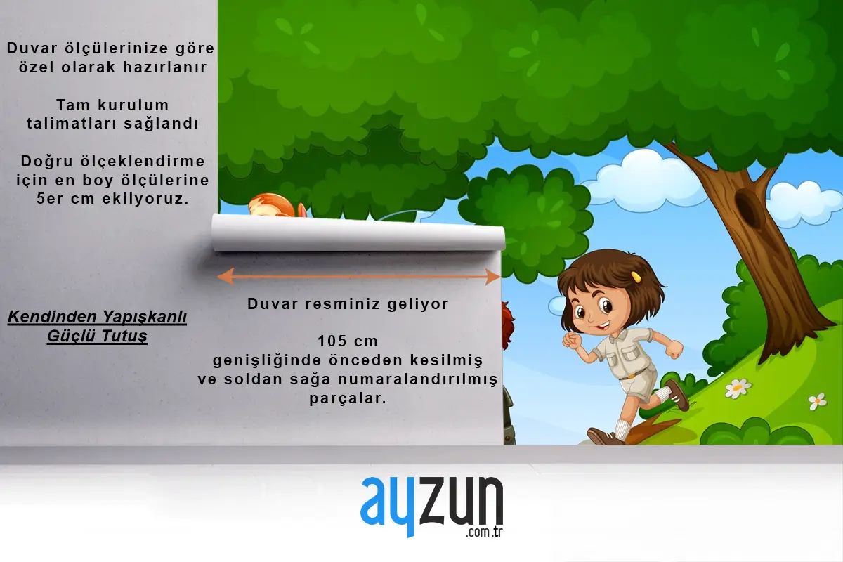 Erkek Ve Kız Sevimli Hayvan Sahnesi Çocuk Odası Duvar Kağıdı Yle Parkta Keyfini Çıkarıyor