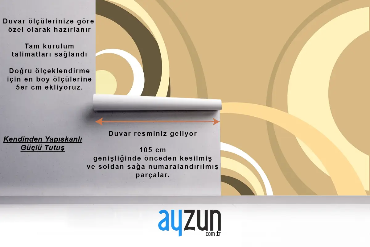 Dairesel Dalgalı Şekilli Retro Arka Plan Ofis Duvar Kağıdı