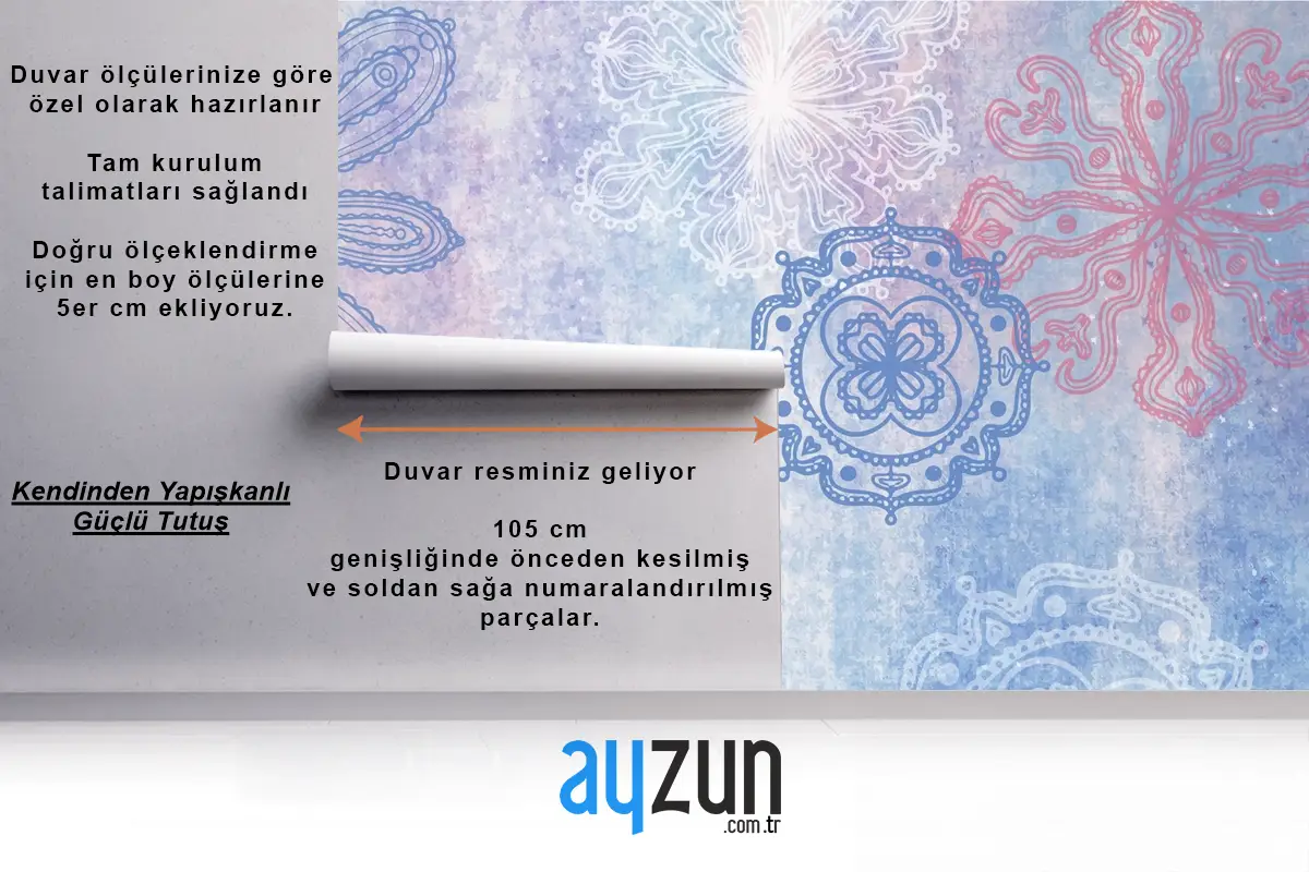 Elle Çizilmiş Öğelerle Suluboya Arka Plan Yatak Odası Duvar Kağıdı