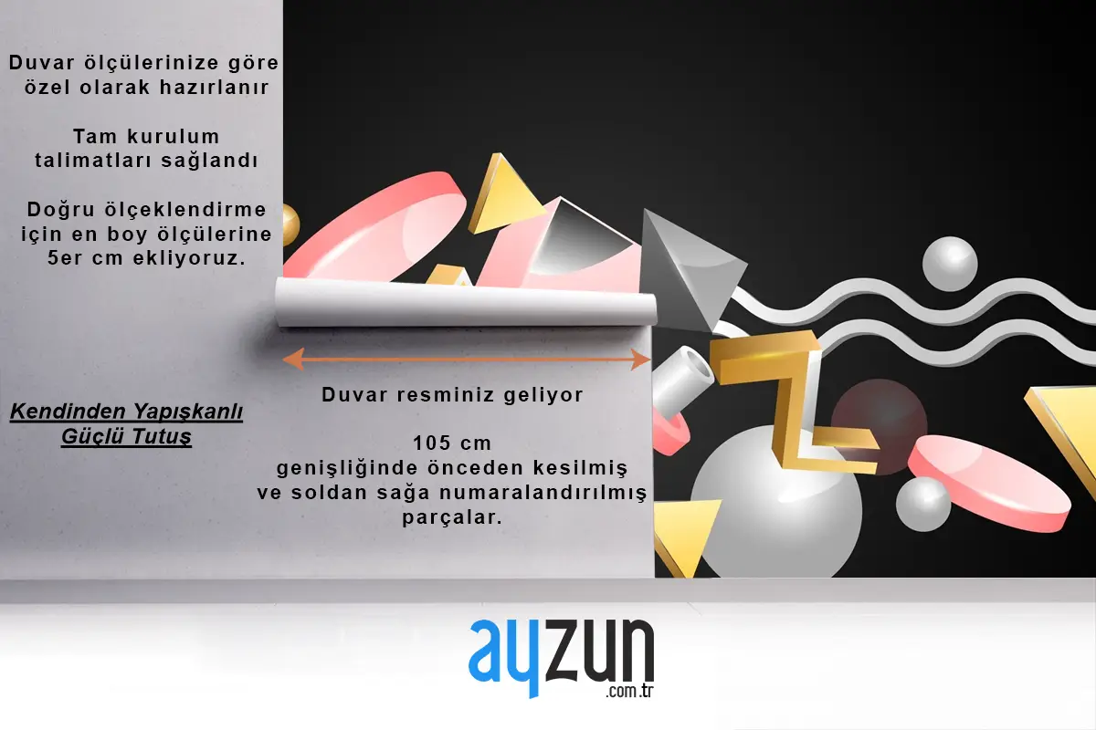 Gerçekçi 3D Şekiller Yüzen Ofis Duvar Kağıdı