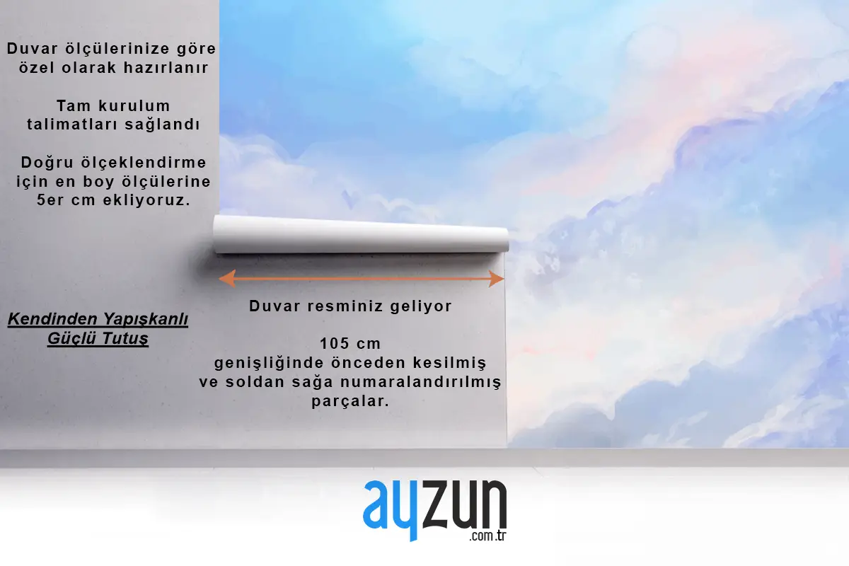 El Boyalı Suluboya Pastel Gökyüzü Yatak Odası Yatak Odası Duvar Kağıdı