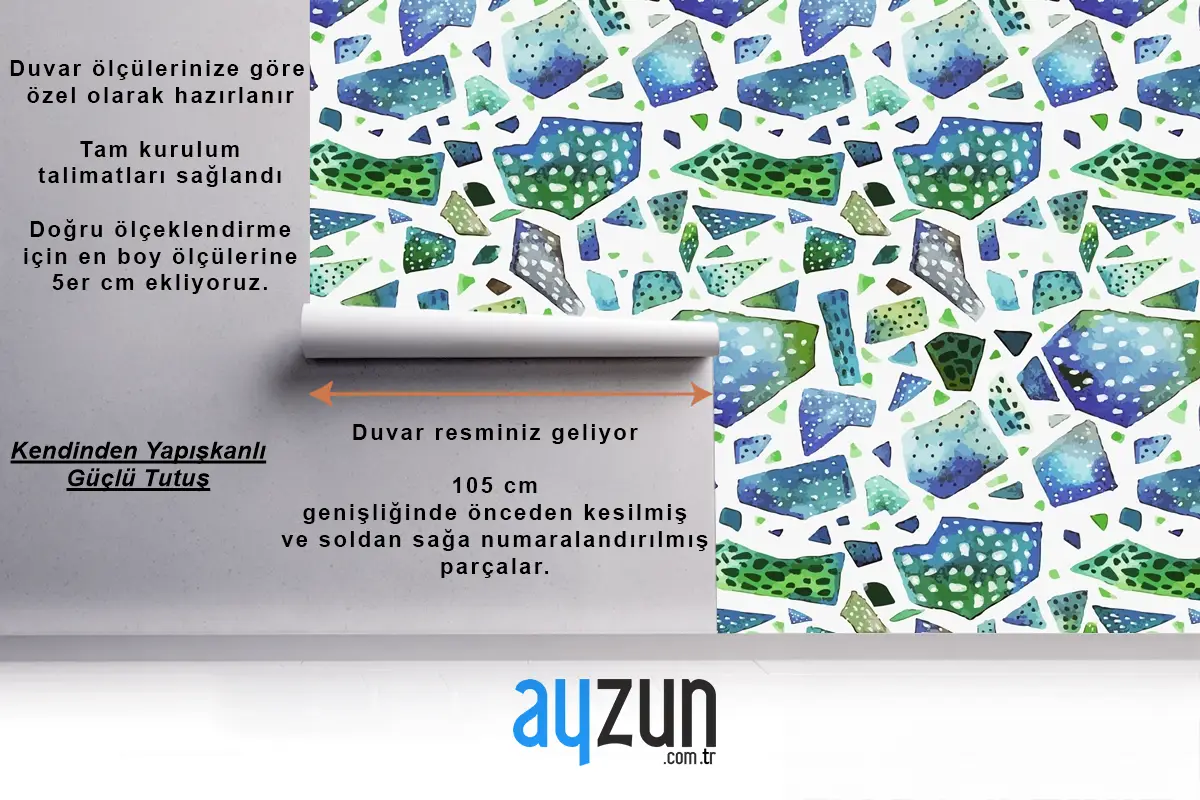El Boyalı Renkli Terrazzo Desenli Banyo Duvar Kağıdı