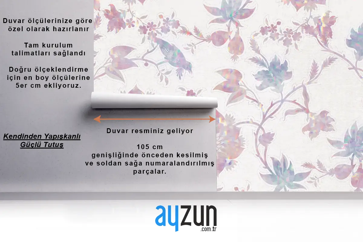 Vintage Doğa Holografik Kompozisyon Yatak Odası Duvar Kağıdı