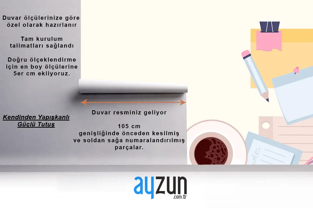 Düz Tasarım Ofis Duvar Kağıdında Kağıt Notları İllüstrasyon
