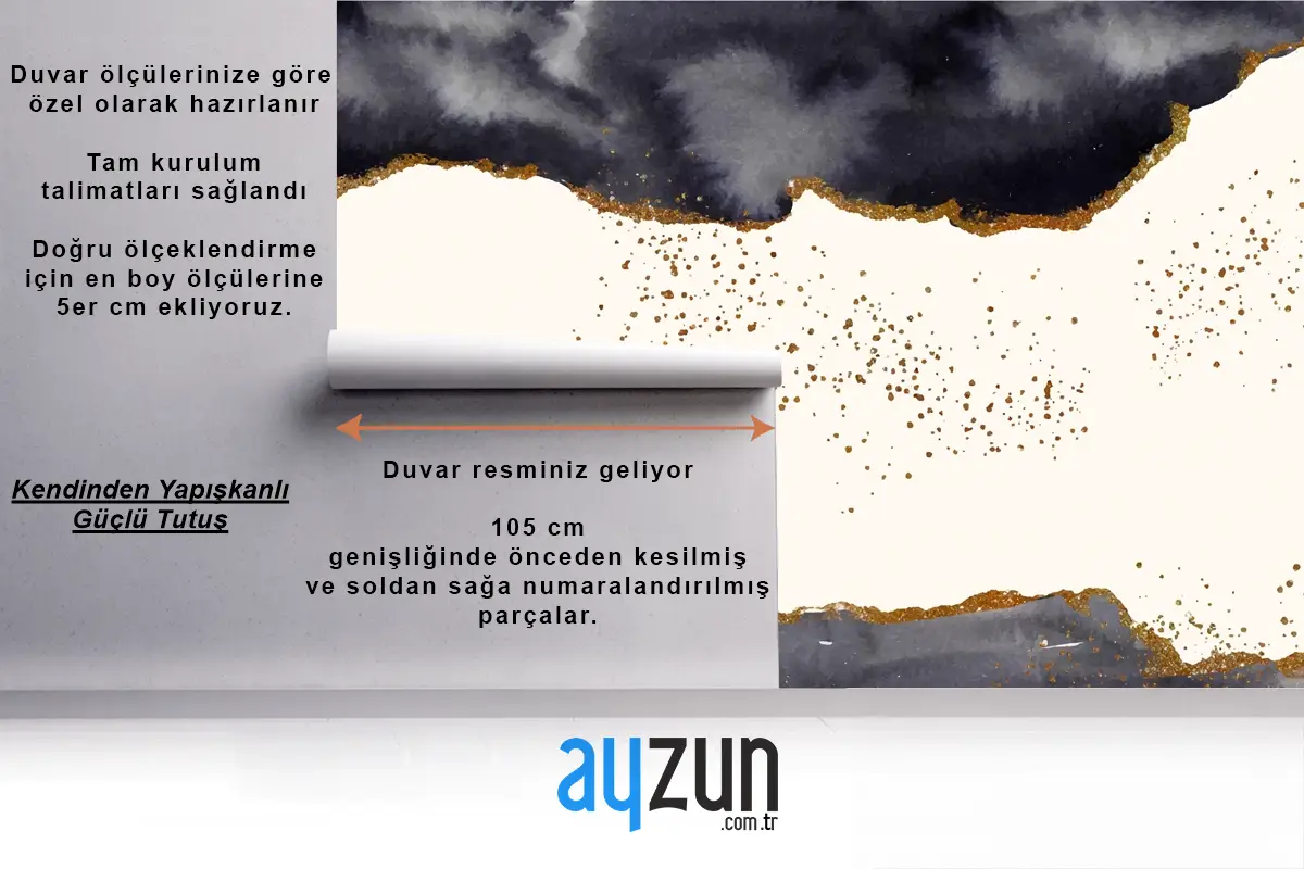 Altın Elementli Suluboya Boyalı Arka Plan Yatak Odası Duvar Kağıdı