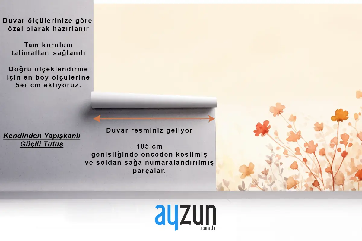 Suluboya Çerçeve Sonbahar Yaprakları Arka Plan Yemek Odası Duvar Kağıdı