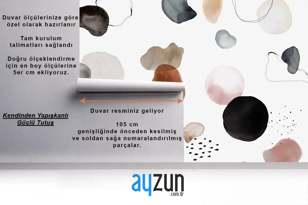 Renkli Suluboya Leke Rozet Seti Yatak Odası Duvar Kağıdı