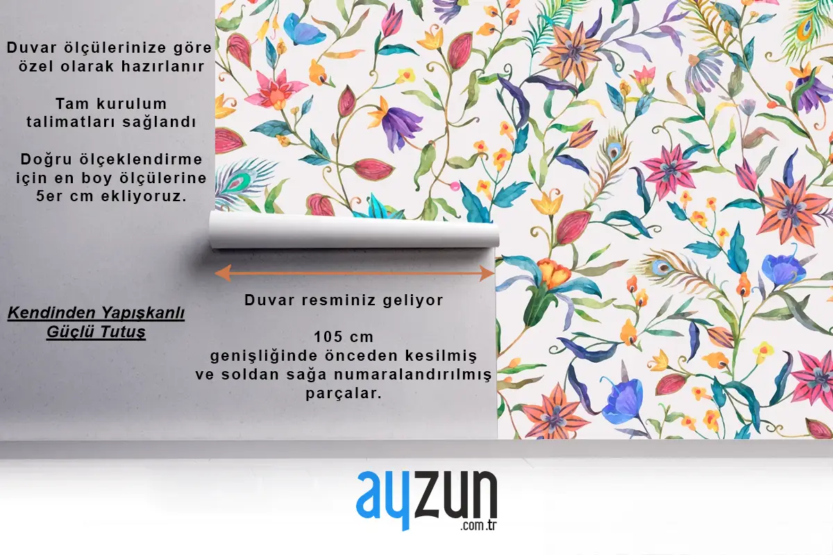 Çiçek Desenli Duvar Kağıdı Duvar Arka Planı