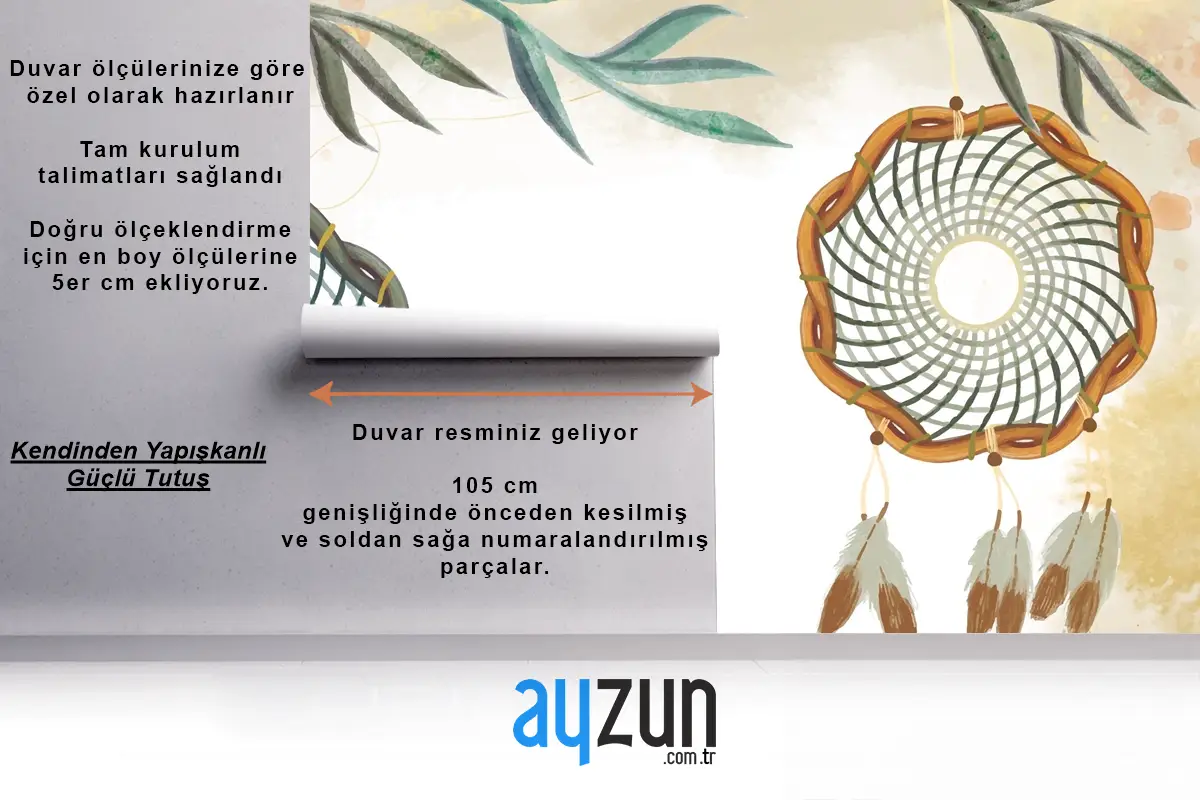Suluboya Boho Arka Plan Yatak Odası Duvar Kağıdı
