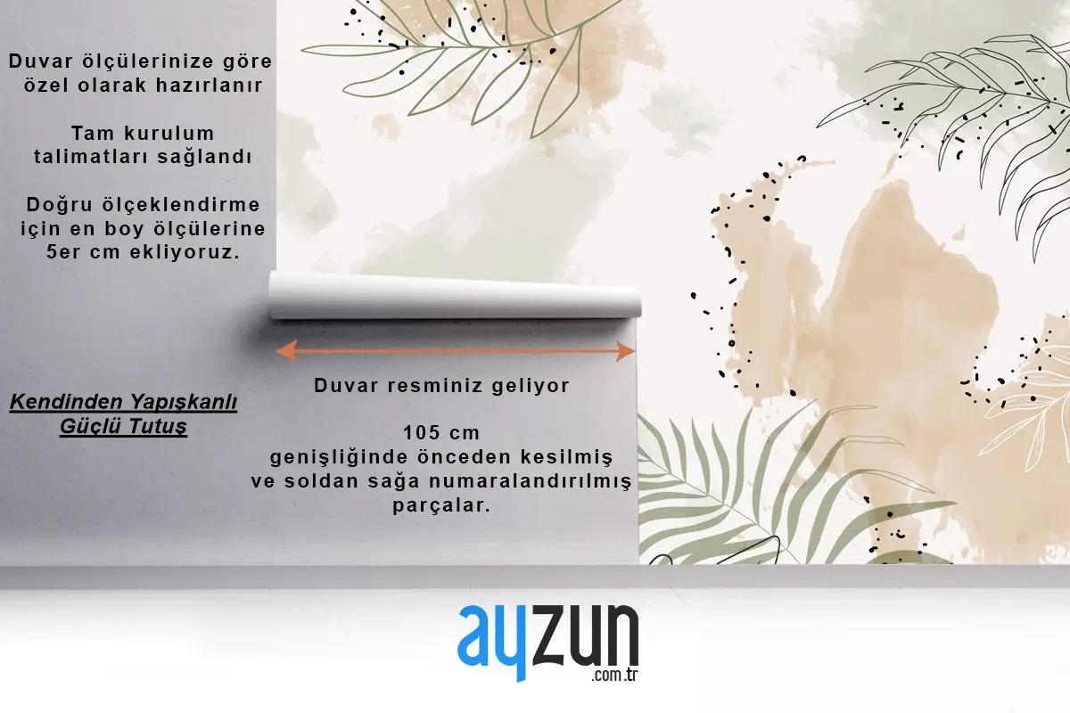 Bej Yapraklı Suluboya Arka Plan Ofis Duvar Kağıdı