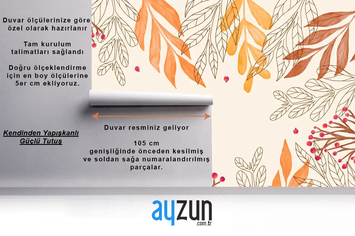 Suluboya Sonbahar Arka Plan Yemek Odası Duvar Kağıdı
