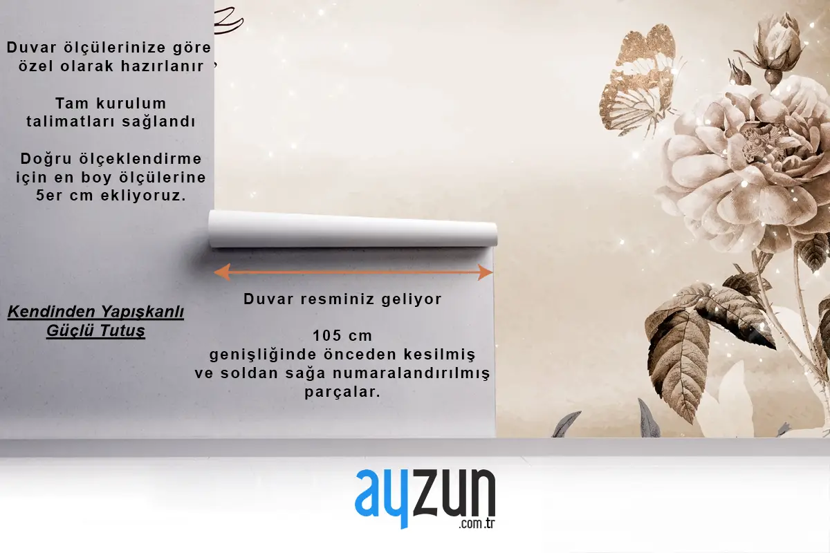 Çiçek Arka Plan Estetik Sınır Yatak Odası Duvar Kağıdı