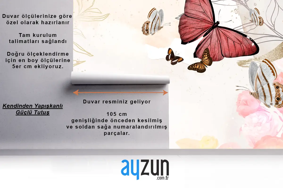 Kelebek Arka Plan Estetik Sınır Çiçekli Duvar Kağıdı
