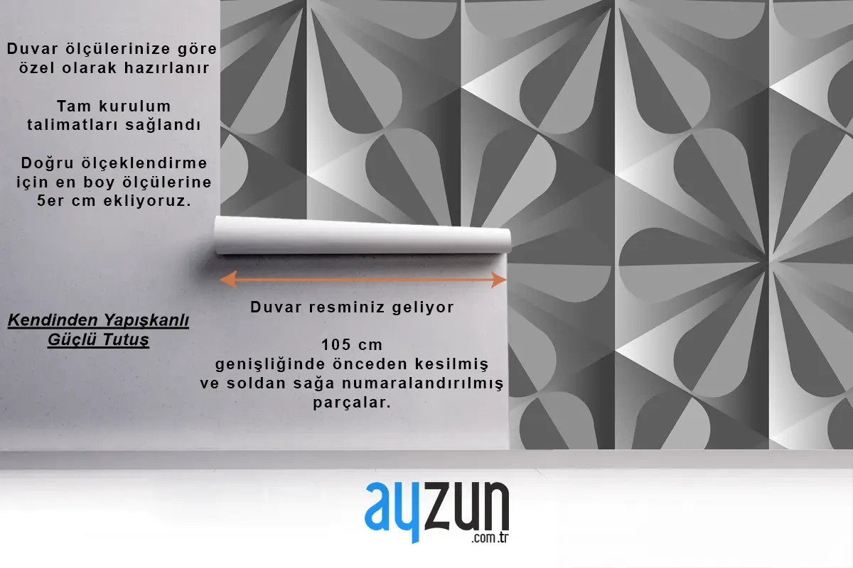 Basit 3D Geometrik Desen Gri Arka Plan Ofis Duvar Kağıdı