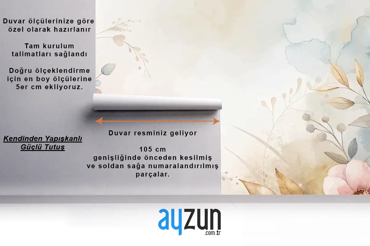 Çiçek Suluboya Siluet Arka Plan Duvar Kağıdı 