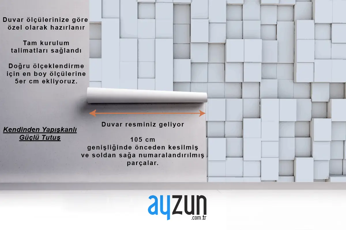 Gerçekçi 3D Kareler Geometrik Ofis Duvar Kağıdı