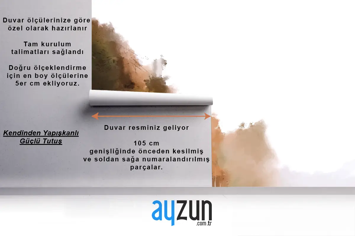 Suluboya Sonbahar Manzara Yatak Odası Duvar Kağıdı