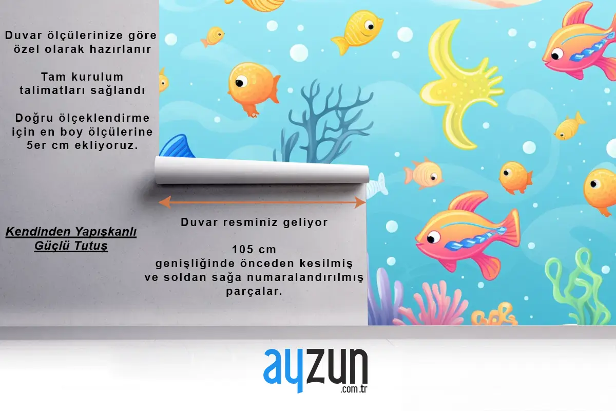 Palyaço Balığı Ve Mercanla Bir Mercan Resifinin Tablosu Çocuk Odası Duvar Kağıdı