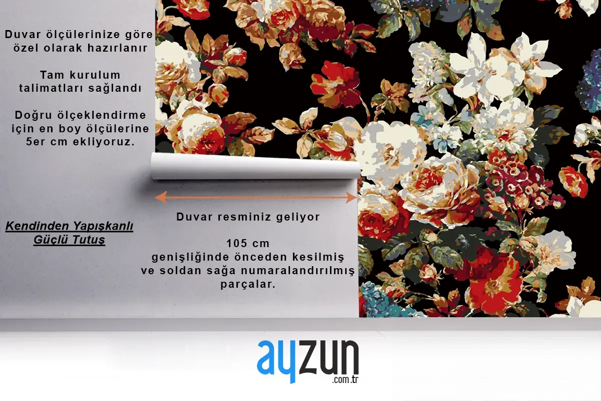 Dikişsiz Çiçek Desenli Duvar Kağıdı