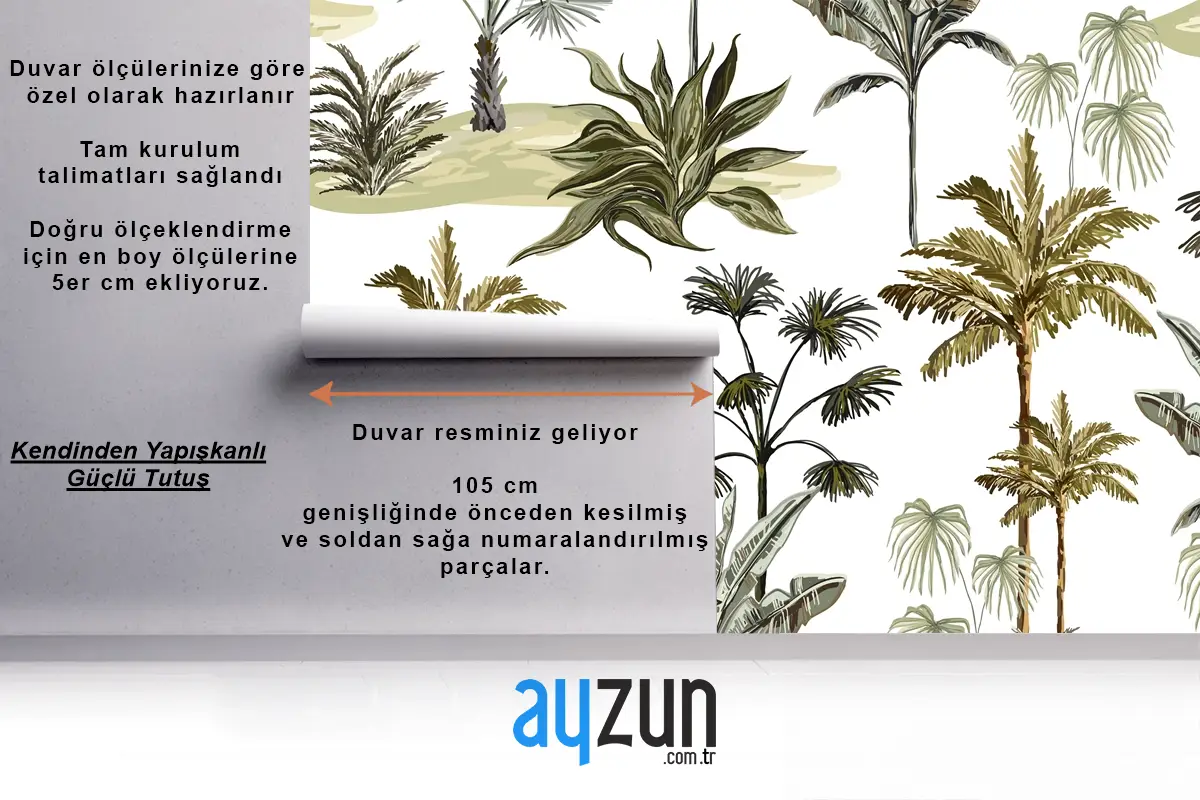 Güzel Tropikal Vintage Hawaii Palmiye Ağaçları Yatak Odası Duvar Kağıdı