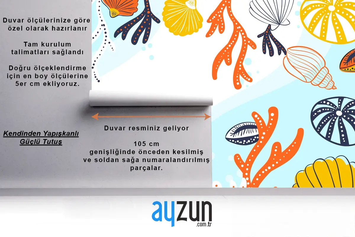 Elle Çizilmiş Su Arka Plan Çocuk Odası Duvar Kağıdı 