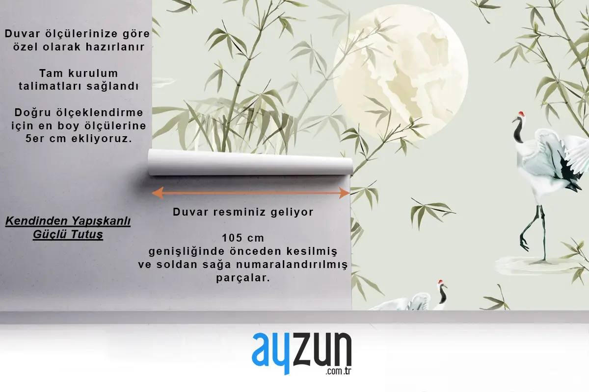 Bambu Elle Çizilmiş Duvar Kağıdı  Ile Zarif Kusursuz Desen