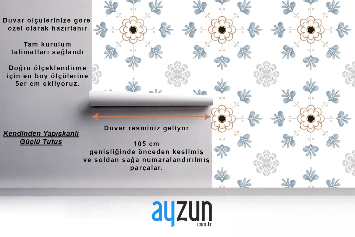 Fayans Dokulu Desen Duvar Kağıdı