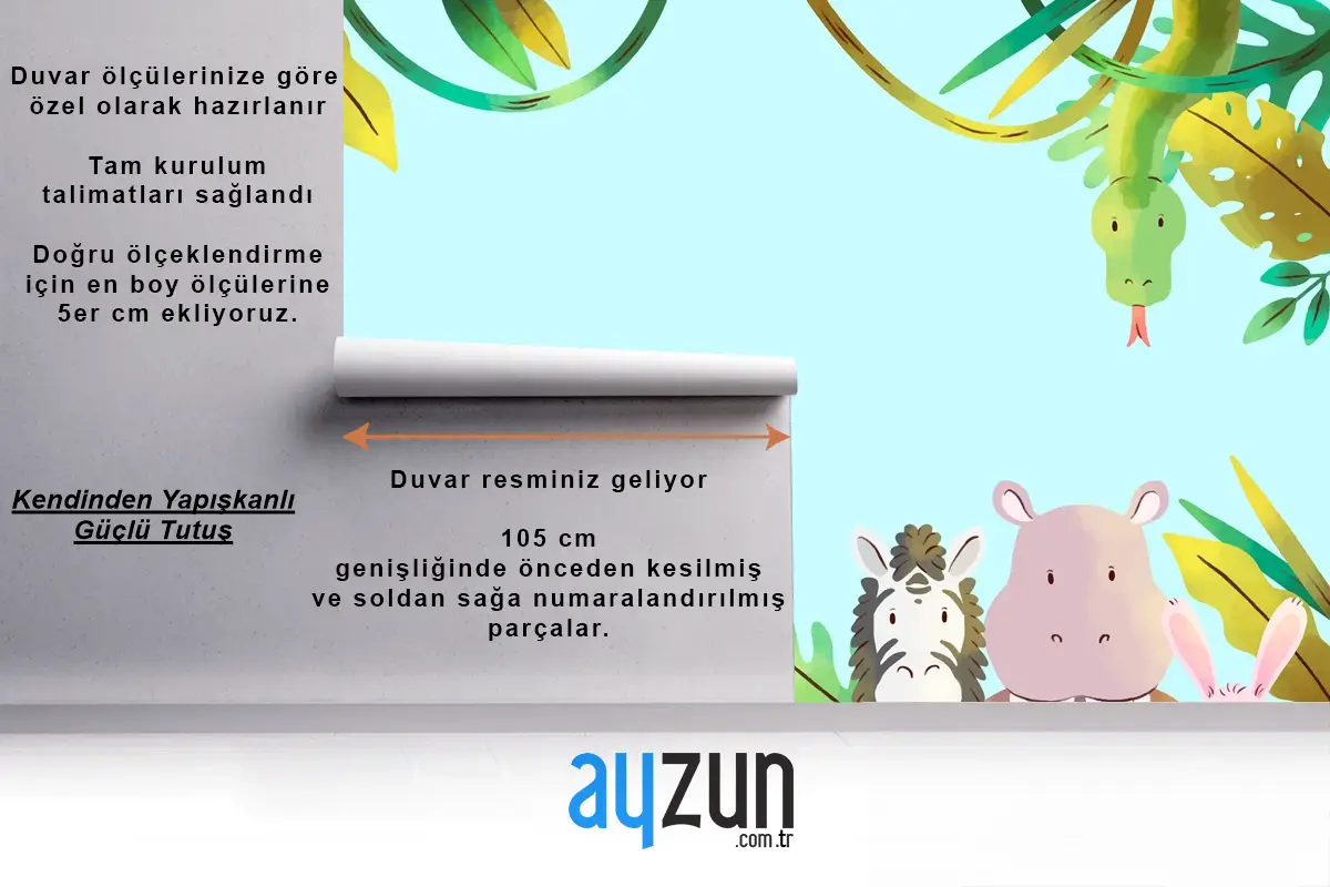 Suluboya Yaban Hayatı Arka Plan Çocuk Odası Duvar Kağıdı 