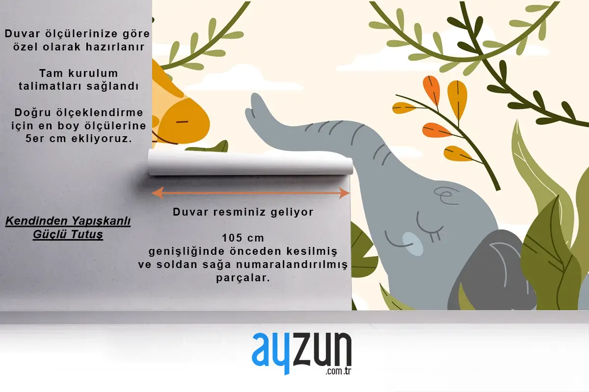 Elle Çizilmiş Yaban Hayatı Arka Plan Çocuk Odası Duvar Kağıdı 