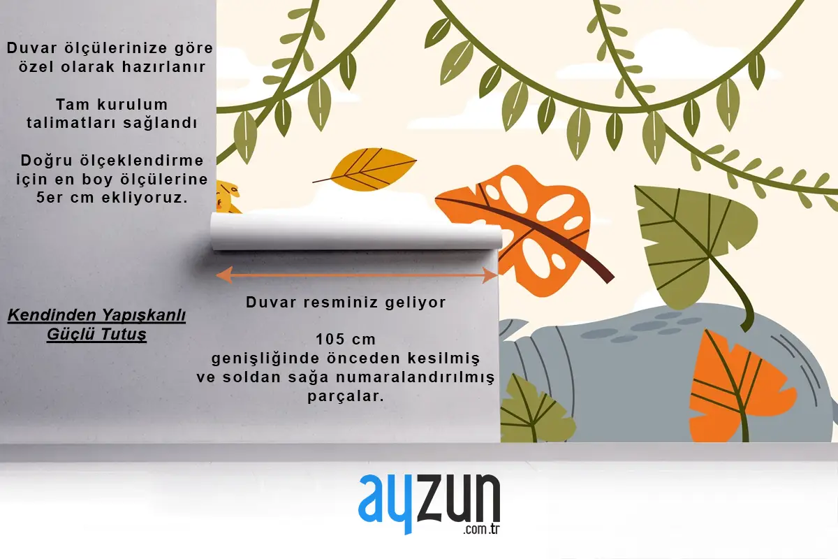 Elle Çizilmiş Yaban Hayatı Arka Plan Çocuk Odası Duvar Kağıdı 