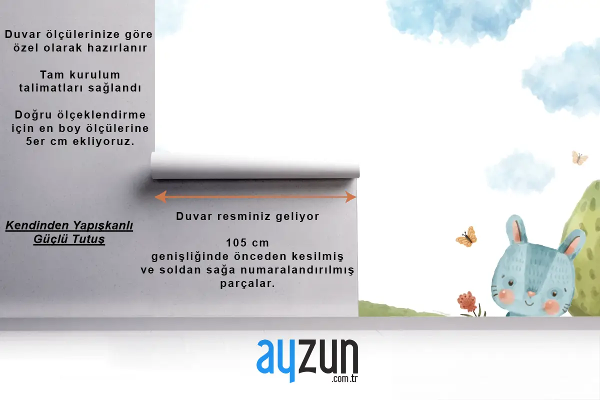 Suluboya Yaban Hayatı Arka Plan Çocuk Odası Duvar Kağıdı 