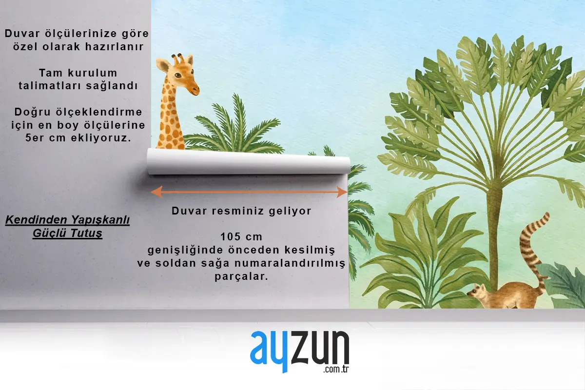 Suluboya Yaban Hayatı Arka Plan Çocuk Odası Duvar Kağıdı 