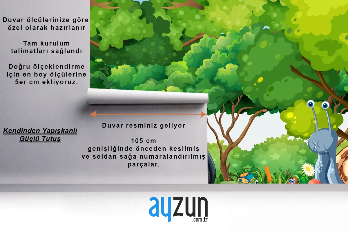 Karikatür Böcekler Çocuk Odası Duvar Kağıdı Ile Doğa Sahnesi