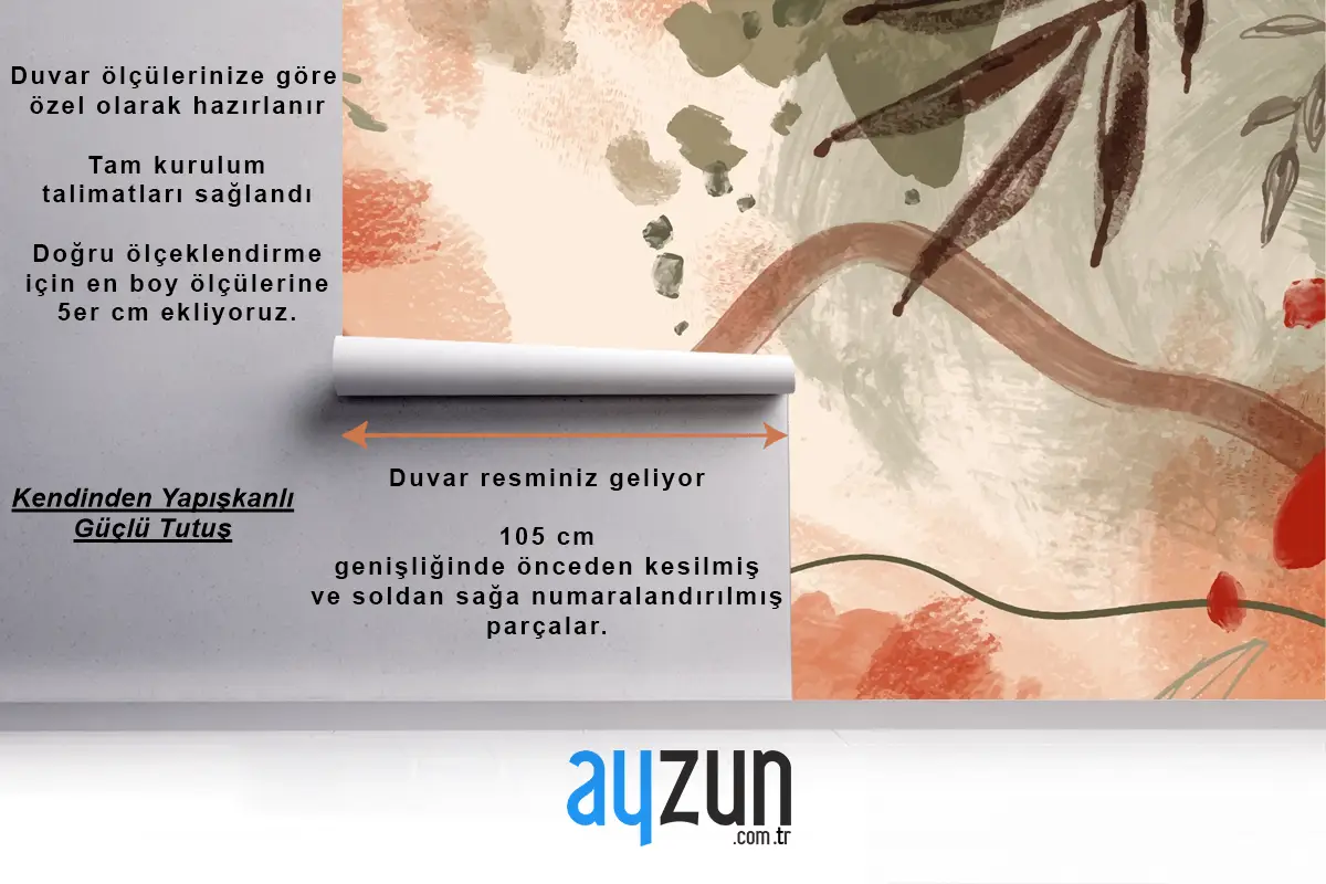 Suluboya Pişmiş Toprak Desen Tasarım Yatak Odası Duvar Kağıdı