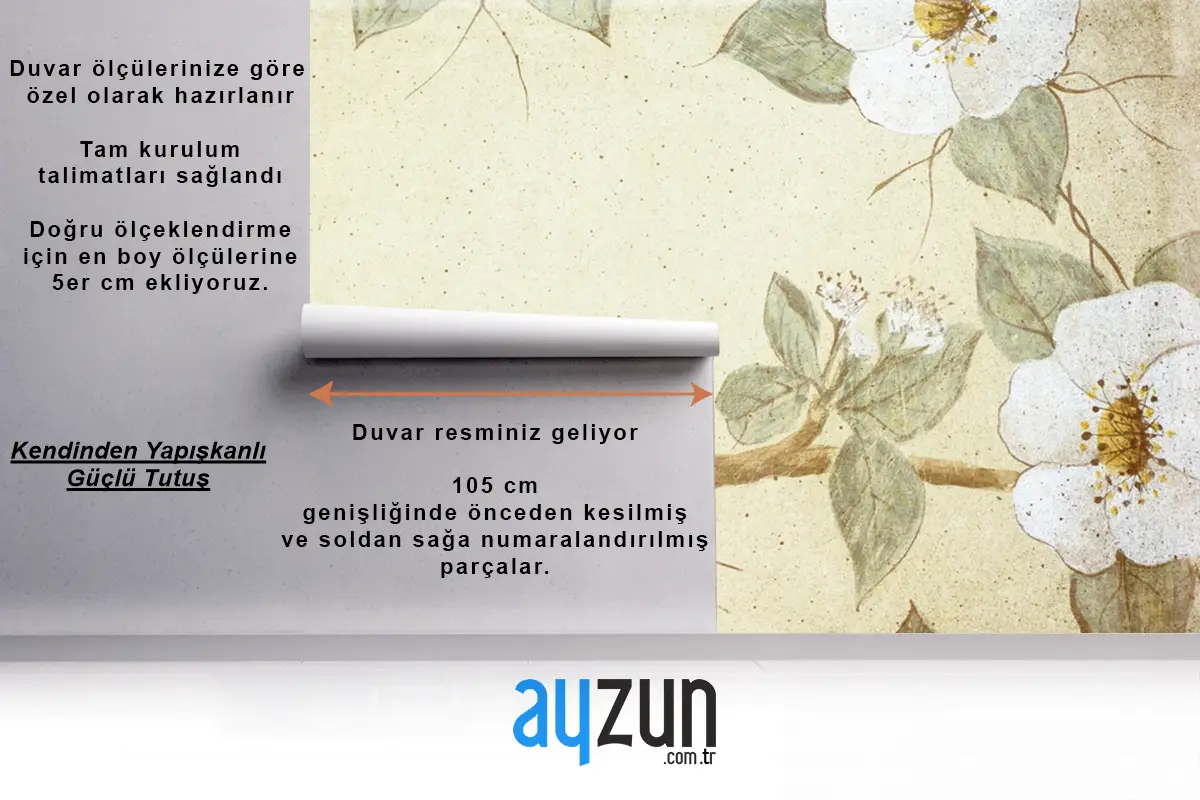 Eski Kağıt Duvar Kağıdı  Üzerinde Retro Çiçek Desenli