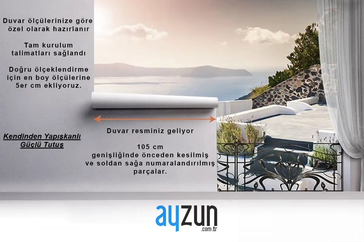 3 Boyutlu Balkon Manzarası Duvar Kağıdı