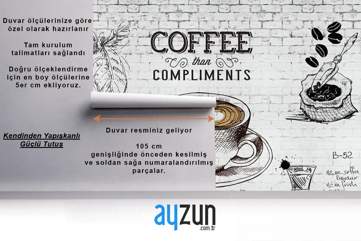3 Boyutlu Kahve Temalı Duvar Kağıdı