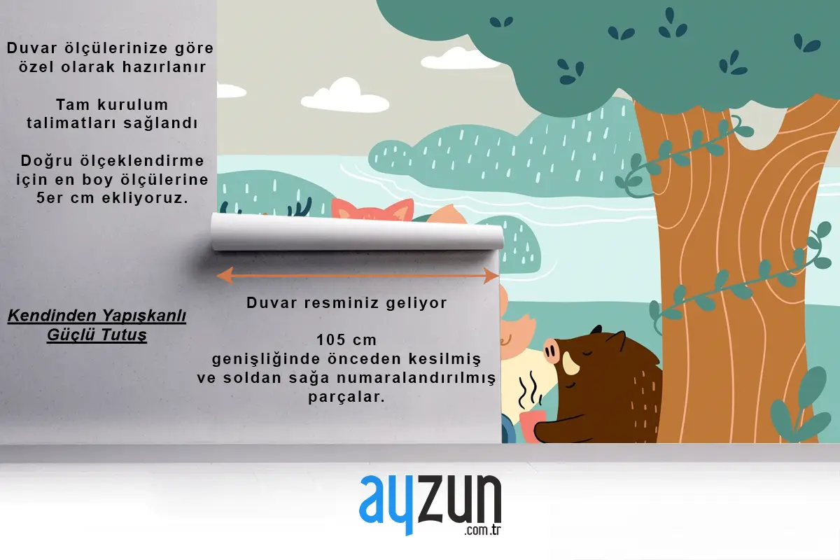 Düz Dünya Hayvan Günü Çocuk Odası Duvar Kağıdı 