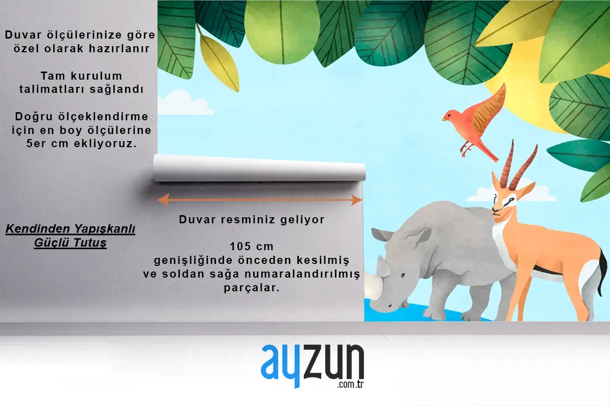 Suluboya Dünya Hayvan Günü Arka Plan Çocuk Odası Duvar Kağıdı 