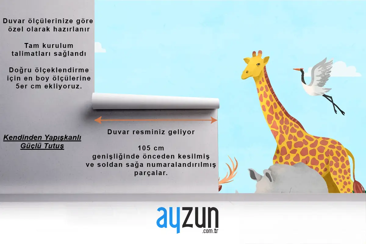 Suluboya Dünya Hayvan Günü Arka Plan Çocuk Odası Duvar Kağıdı 