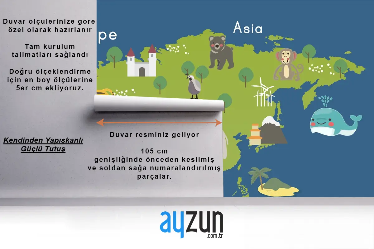 Yaban Hayatı Habitatlarının Çizim Stili Seti Çocuk Odası Duvar Kağıdı